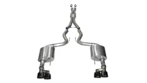 2015-2020 Corsa Ford Mustang GT 5.0 3in Cat Back Exhaust Black Quad Tips (Xtreme)