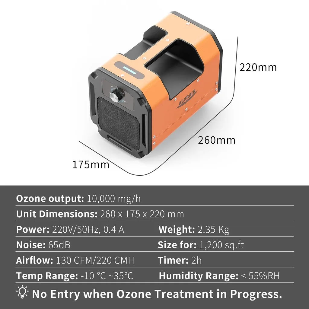 AlorAir O-UVC2 Pro 10,000 mg/h Commercial Ozone Generator with Digital Display New