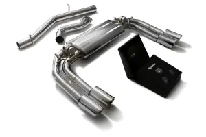 ARMYTRIX Stainless Steel Valvetronic Catback Exhaust System Quad Chrome Silver Tips Audi S3 8V Sportback 2013-2020