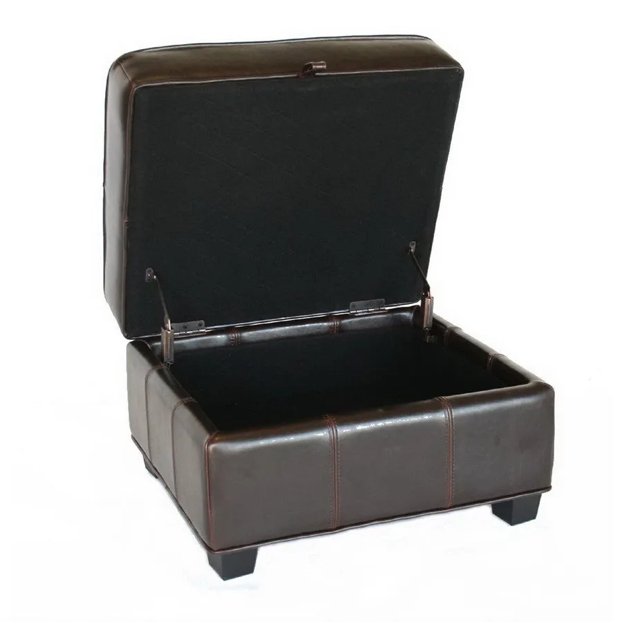 Baxton Studio Agustus Leather Storage Ottoman