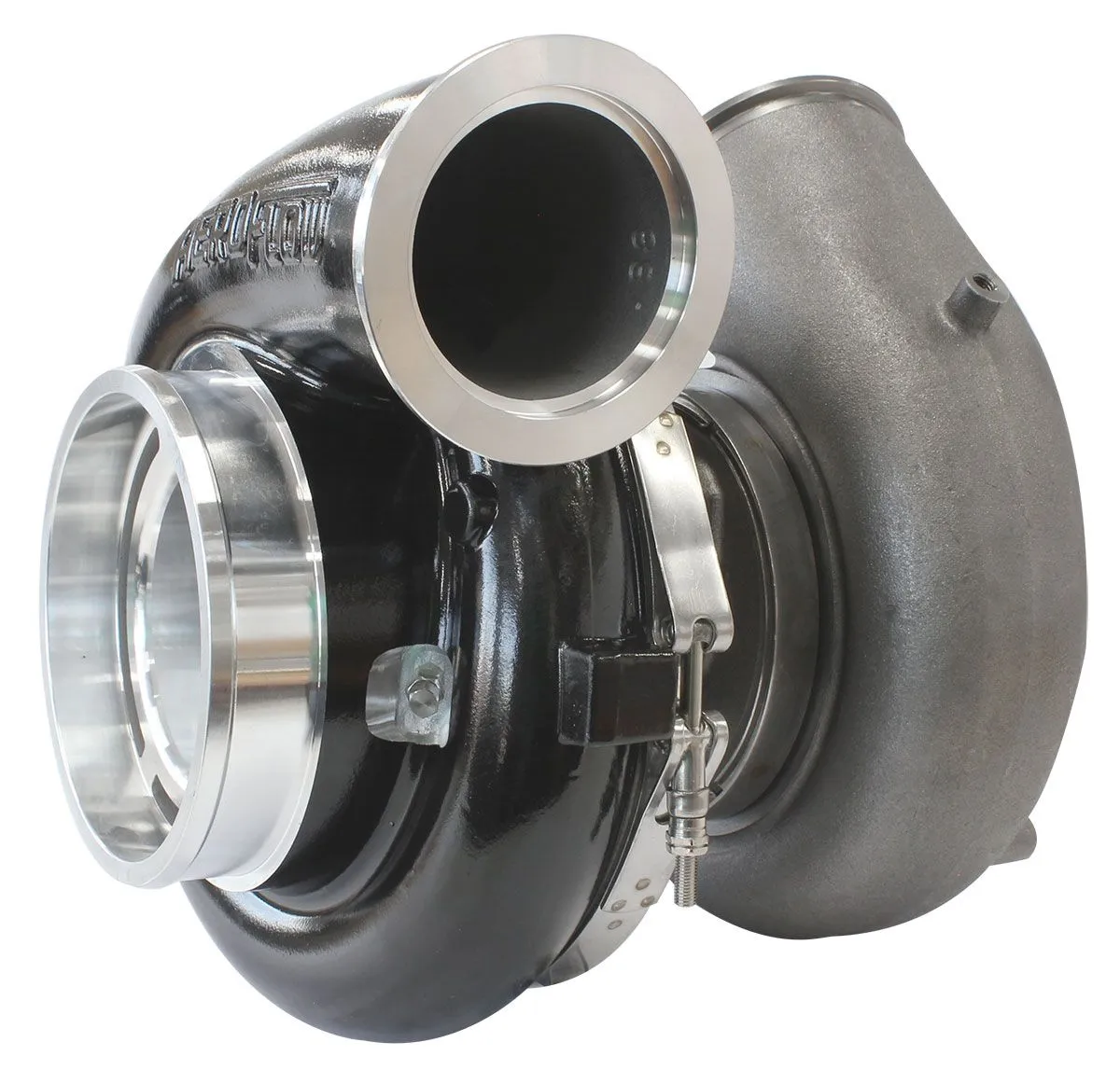 BOOSTED 94102 V-Band 1.22 Turbocharger 2500HP, Hi Temp Black Finish AF8006-6020B