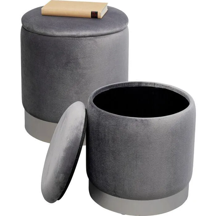 Cherry Velvet Storage Stool (2/Set)