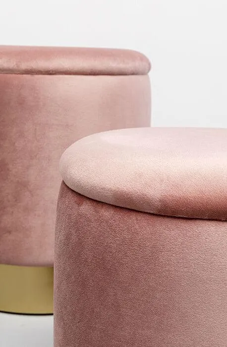 Cherry Velvet Storage Stool (2/Set)