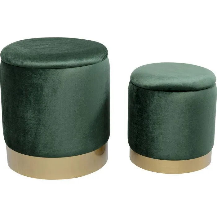 Cherry Velvet Storage Stool (2/Set)