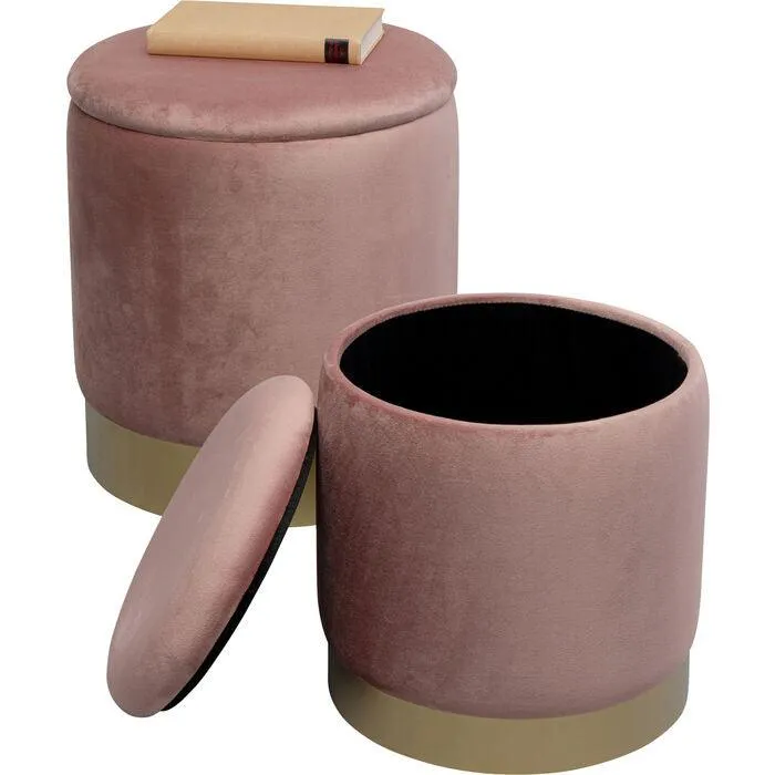 Cherry Velvet Storage Stool (2/Set)