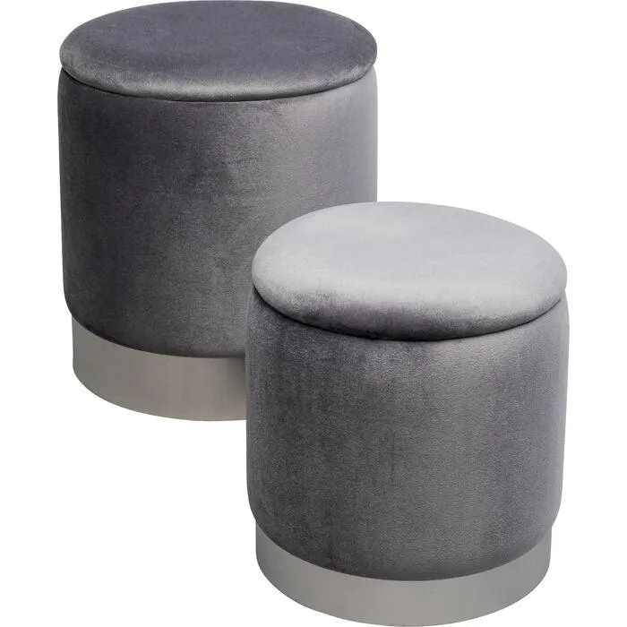 Cherry Velvet Storage Stool (2/Set)