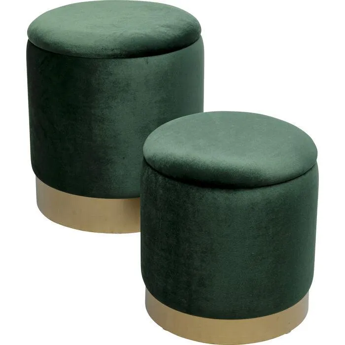 Cherry Velvet Storage Stool (2/Set)