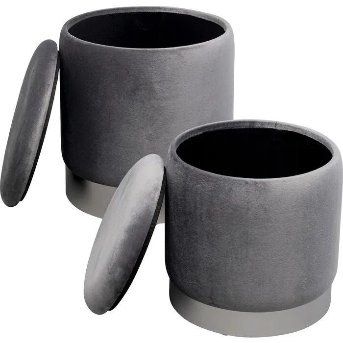 Cherry Velvet Storage Stool (2/Set)