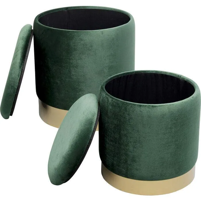 Cherry Velvet Storage Stool (2/Set)