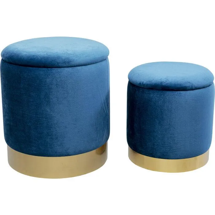 Cherry Velvet Storage Stool (2/Set)