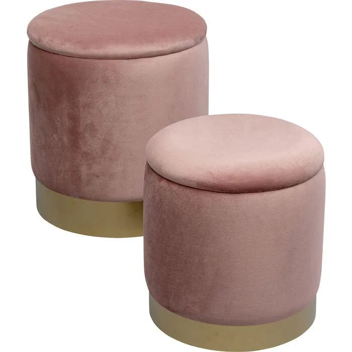Cherry Velvet Storage Stool (2/Set)