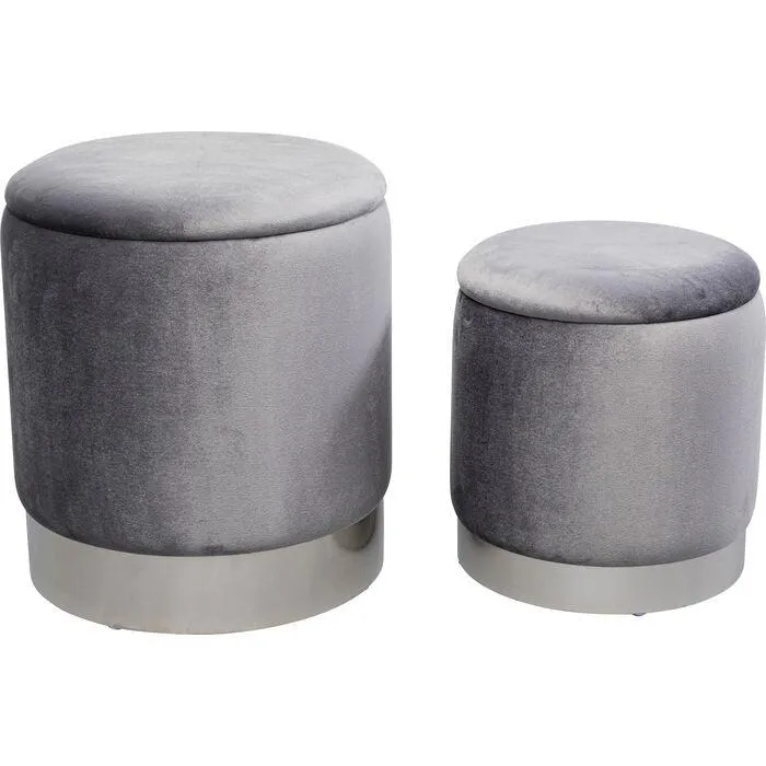 Cherry Velvet Storage Stool (2/Set)
