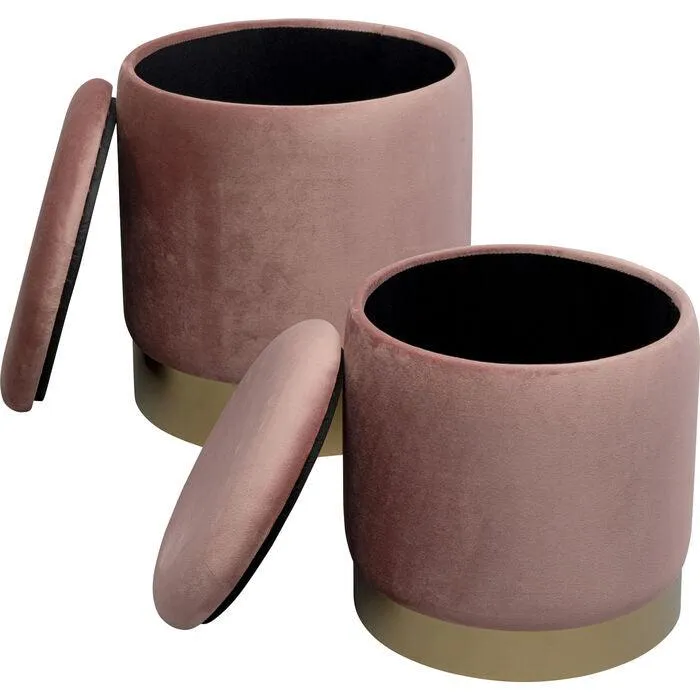 Cherry Velvet Storage Stool (2/Set)