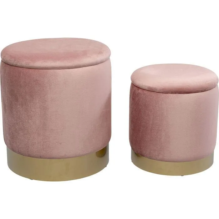 Cherry Velvet Storage Stool (2/Set)