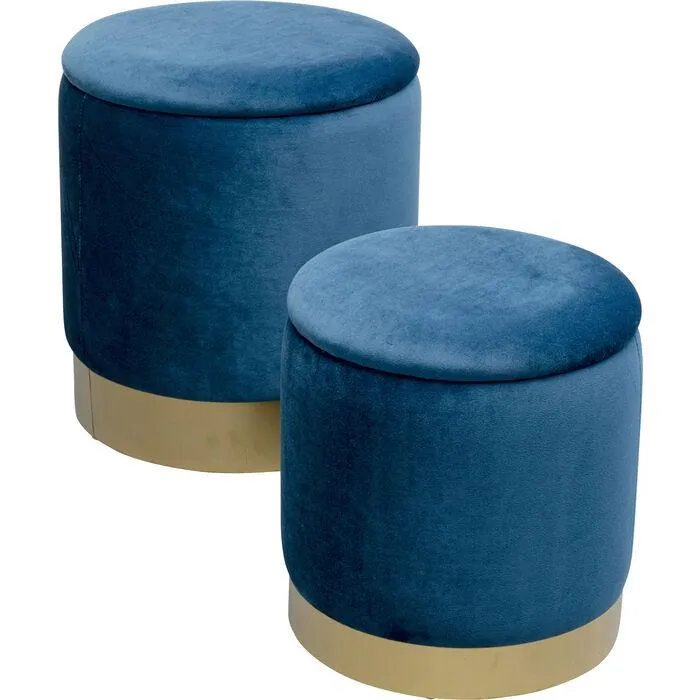 Cherry Velvet Storage Stool (2/Set)