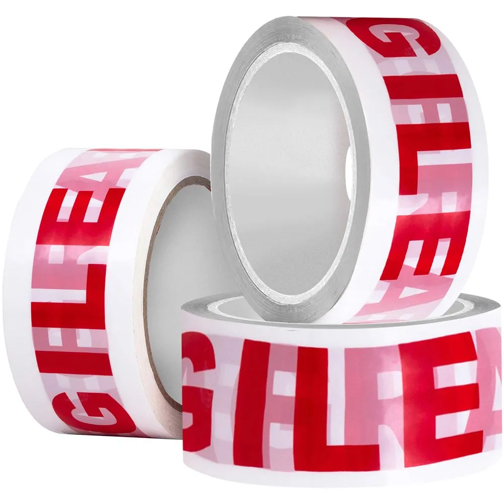 Fragile Tape 48mm X 66M (6 Roll Pack) Printed Packing Parcel Tape