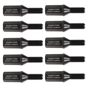 Godspeed Euro Lug Bolts (28mm Thread - 40mm Long - 10 Piece - Taper Cone) M14x1.25 / M14x1.5