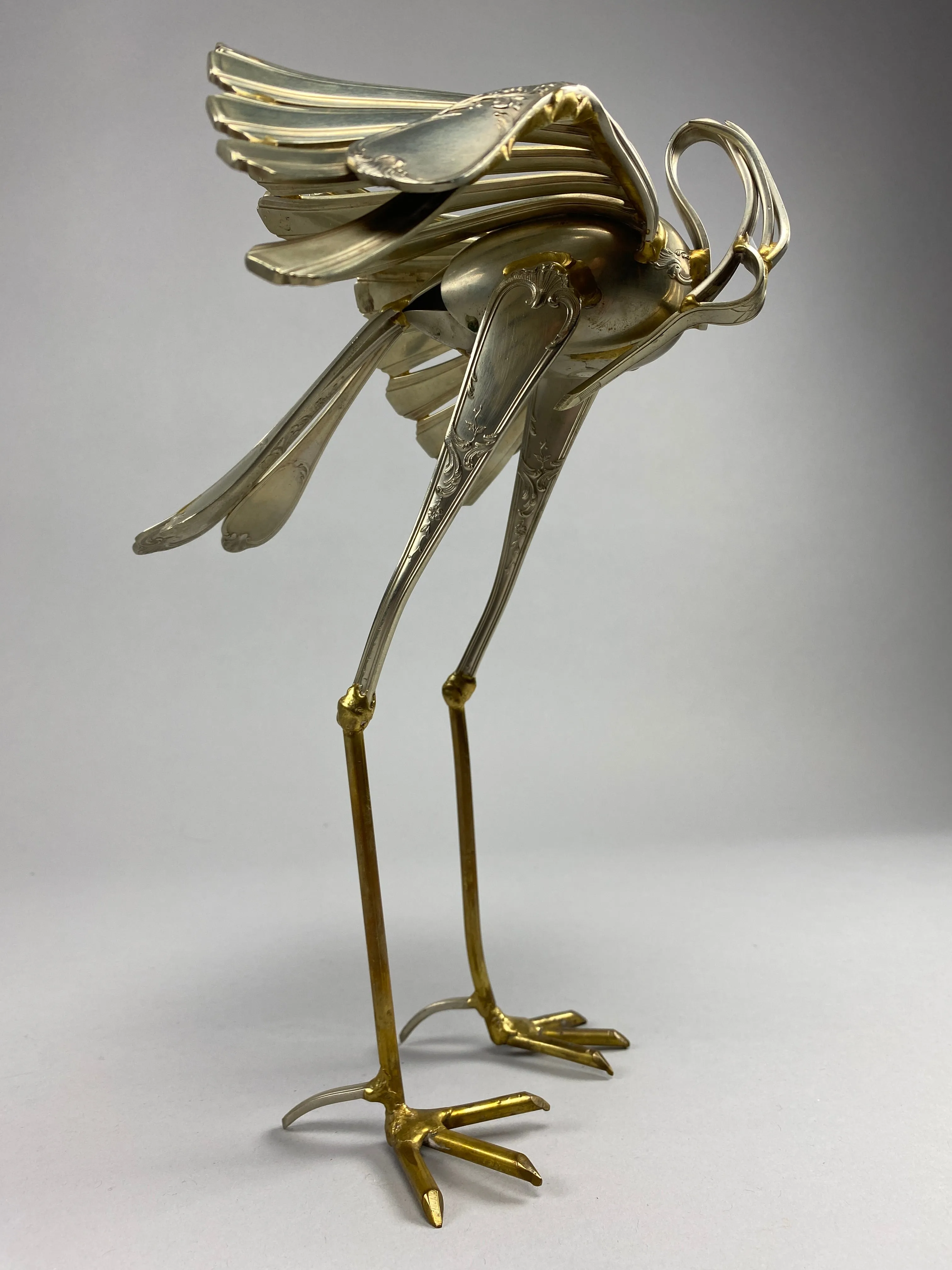 Heron Cutlery Sculpture by Gerard Bouvier