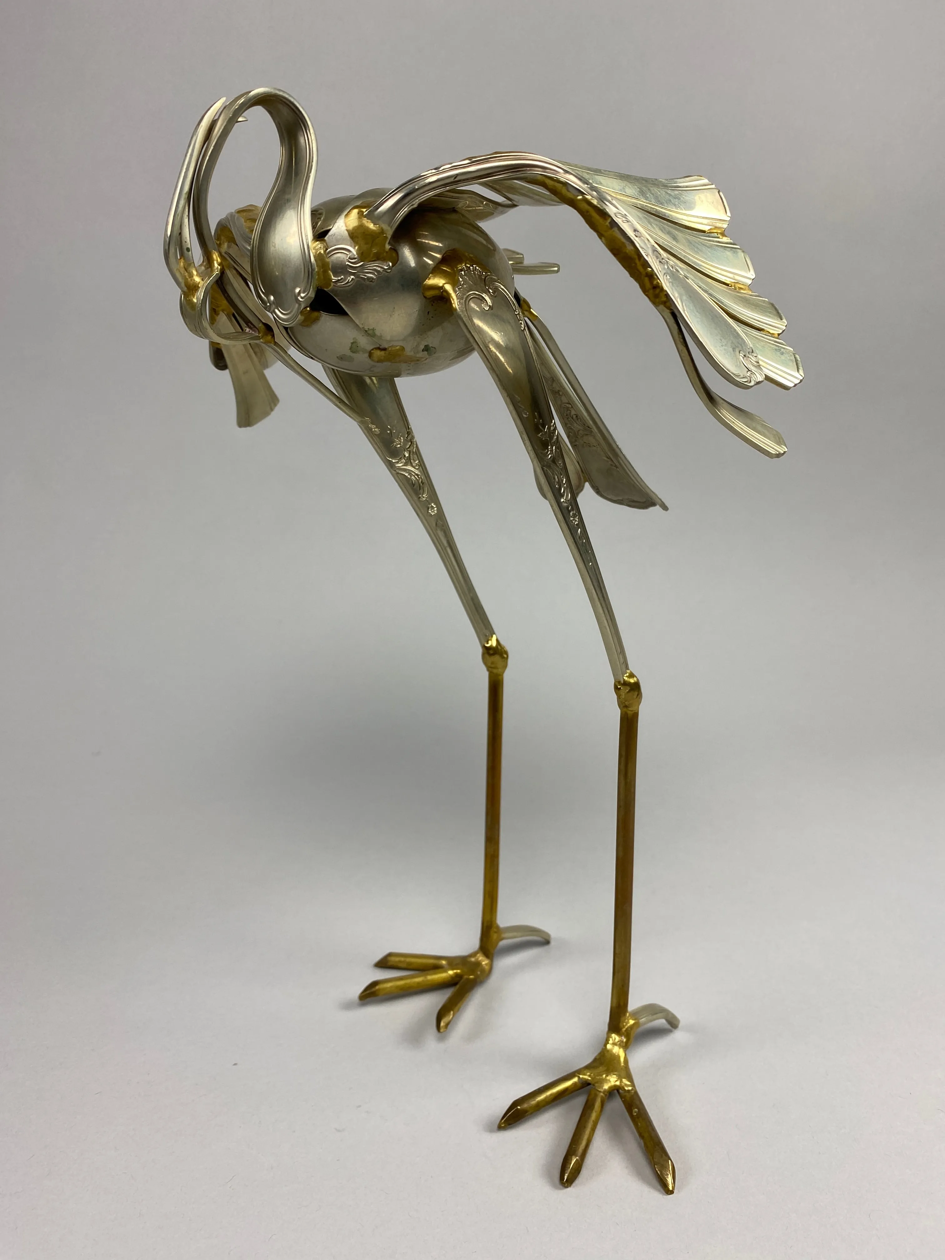 Heron Cutlery Sculpture by Gerard Bouvier