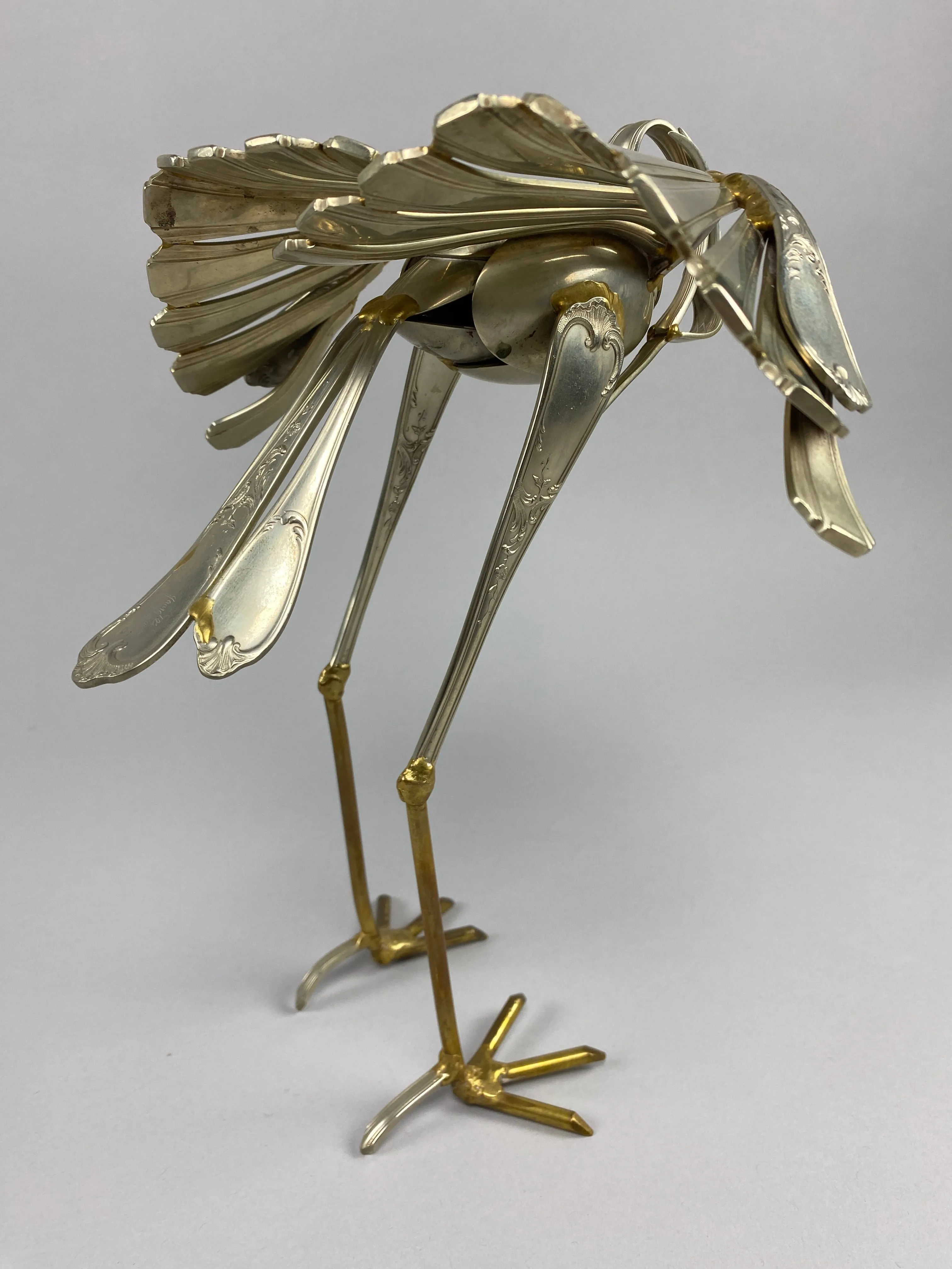Heron Cutlery Sculpture by Gerard Bouvier