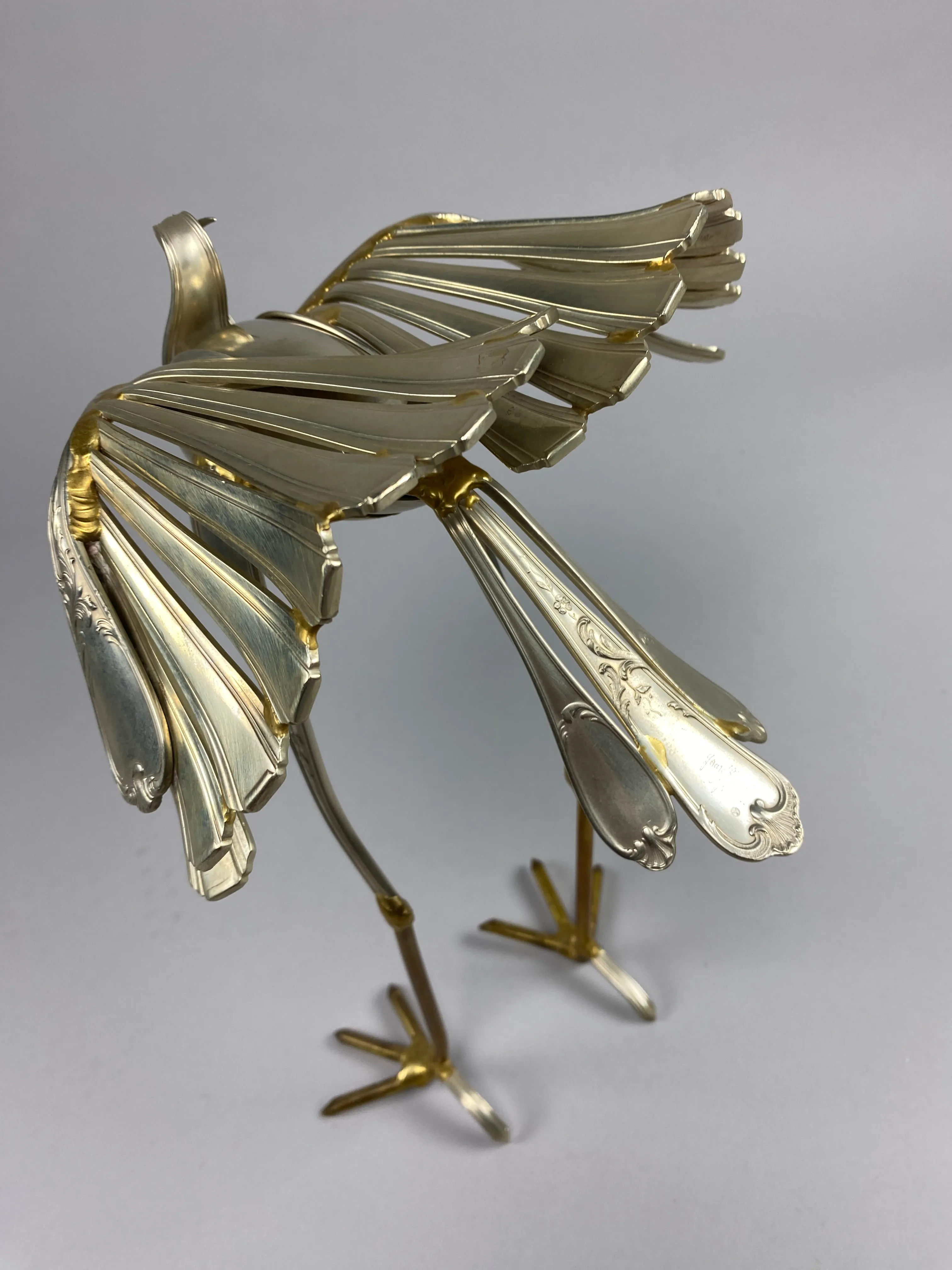 Heron Cutlery Sculpture by Gerard Bouvier