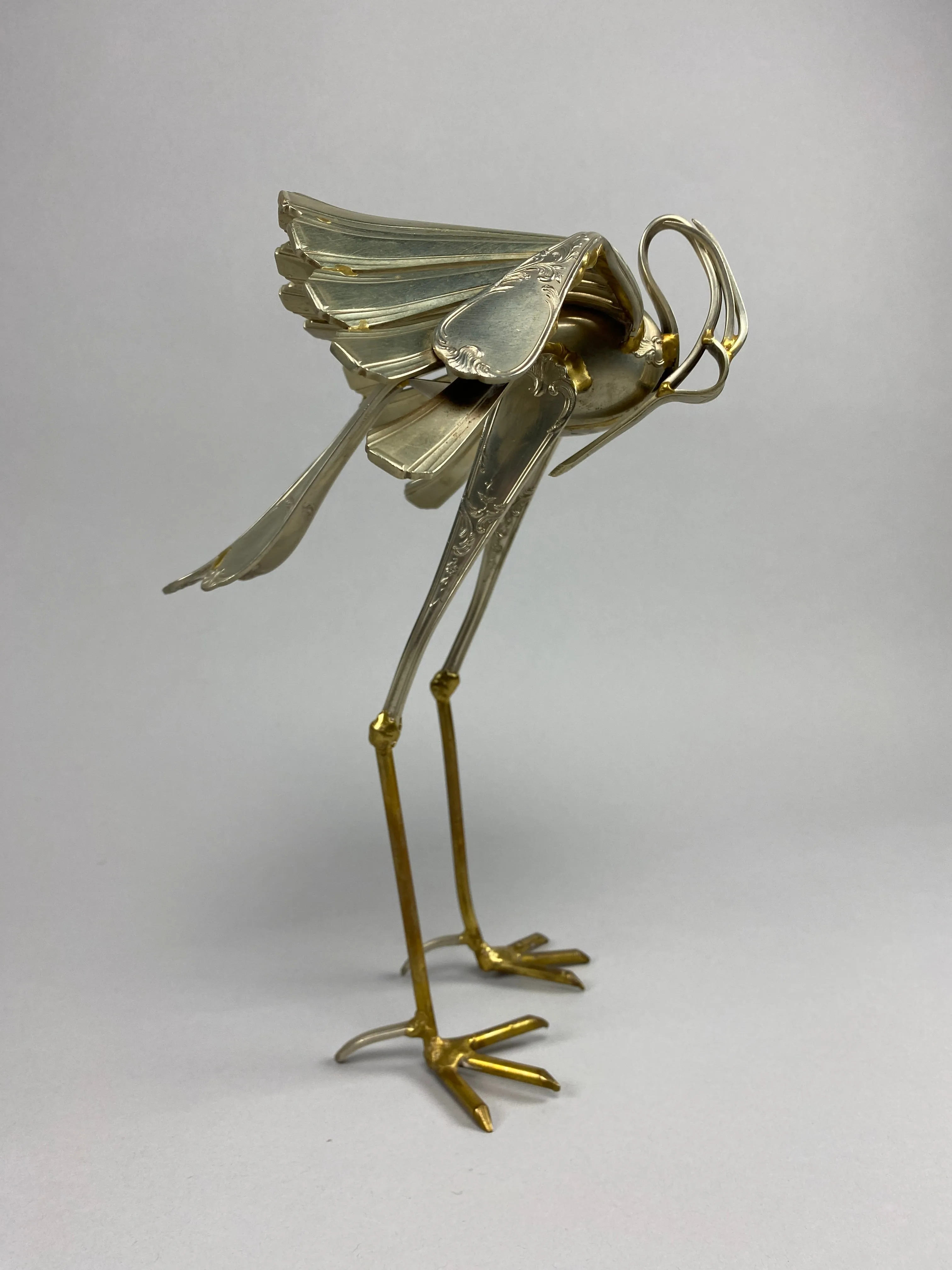 Heron Cutlery Sculpture by Gerard Bouvier