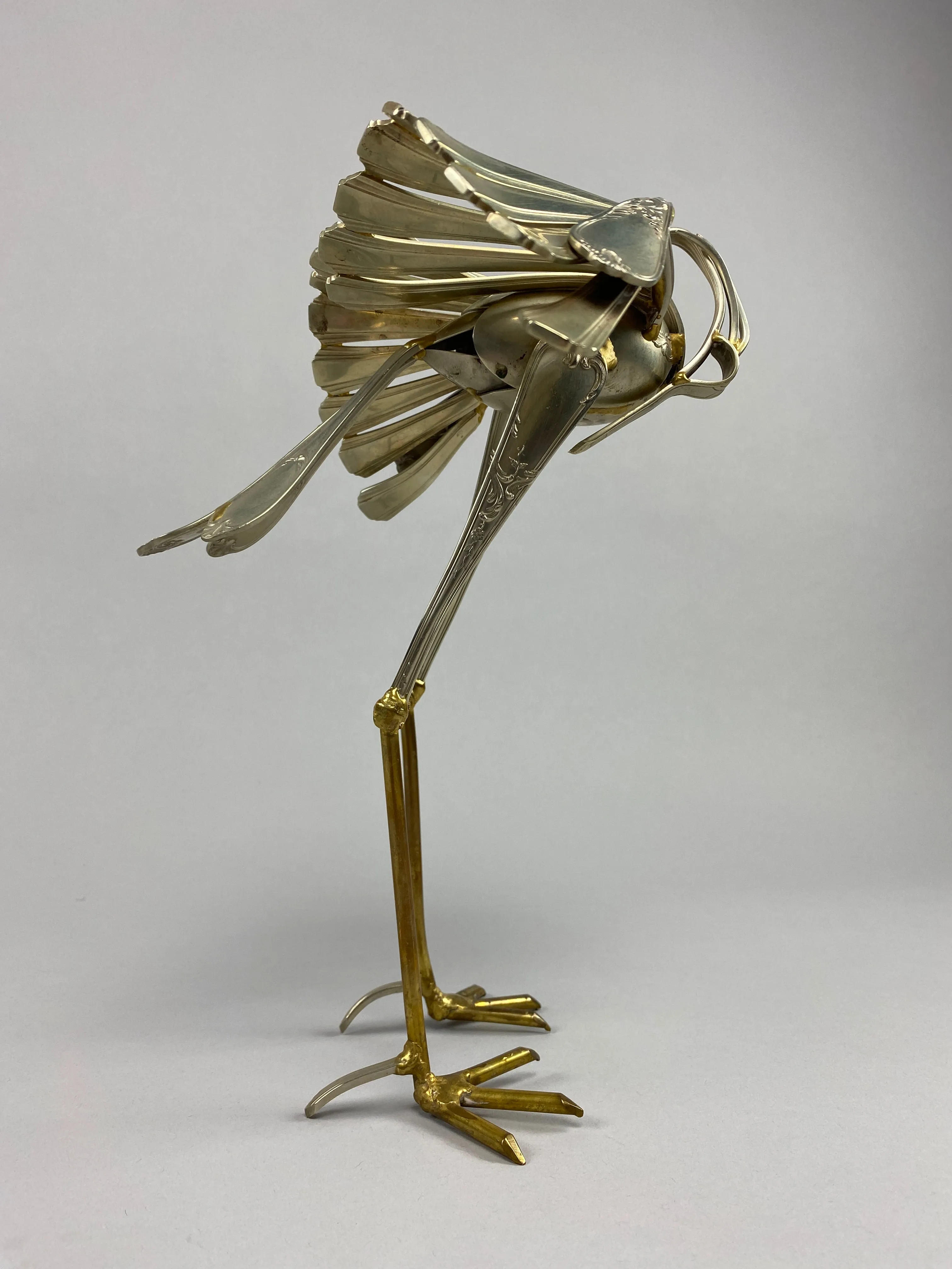 Heron Cutlery Sculpture by Gerard Bouvier