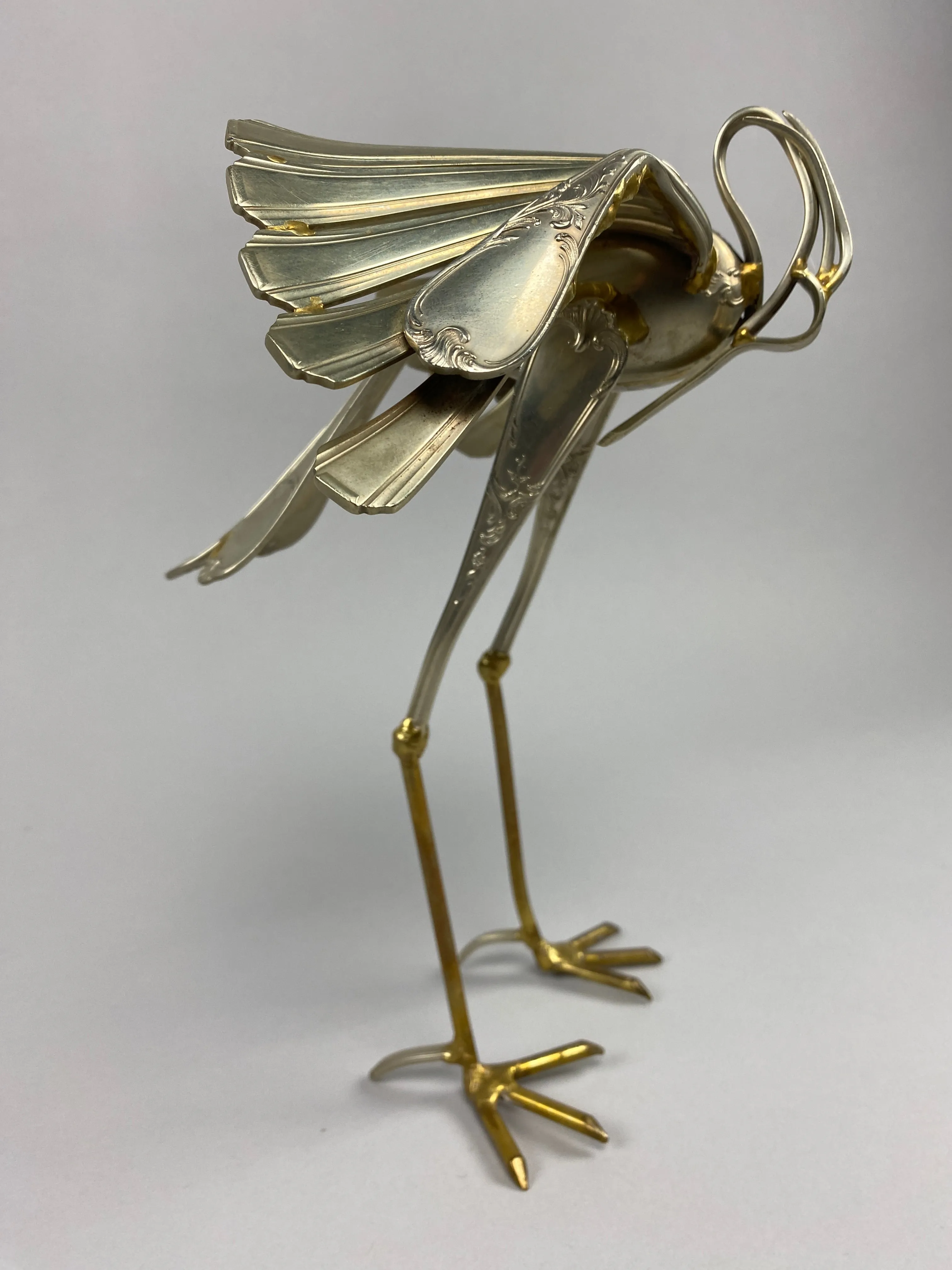Heron Cutlery Sculpture by Gerard Bouvier
