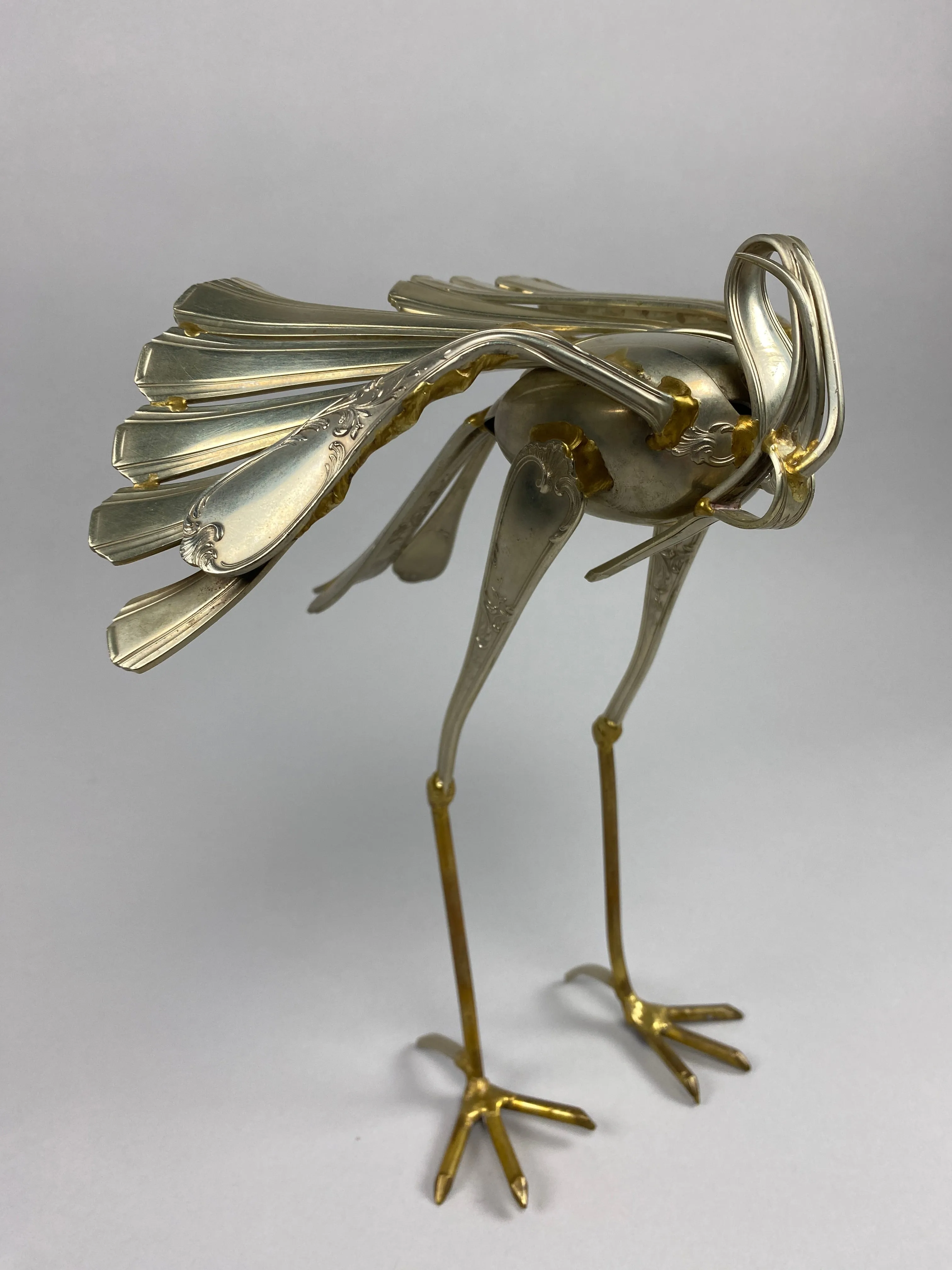 Heron Cutlery Sculpture by Gerard Bouvier
