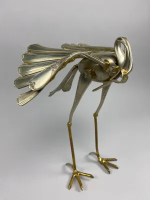 Heron Cutlery Sculpture by Gerard Bouvier