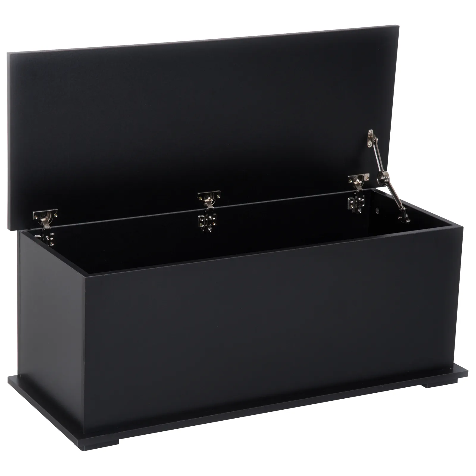 HOMCOM Black Wooden Storage Box - Multifunctional Clothes Toy Chest & Bench Seat with Lid