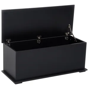 HOMCOM Black Wooden Storage Box - Multifunctional Clothes Toy Chest & Bench Seat with Lid
