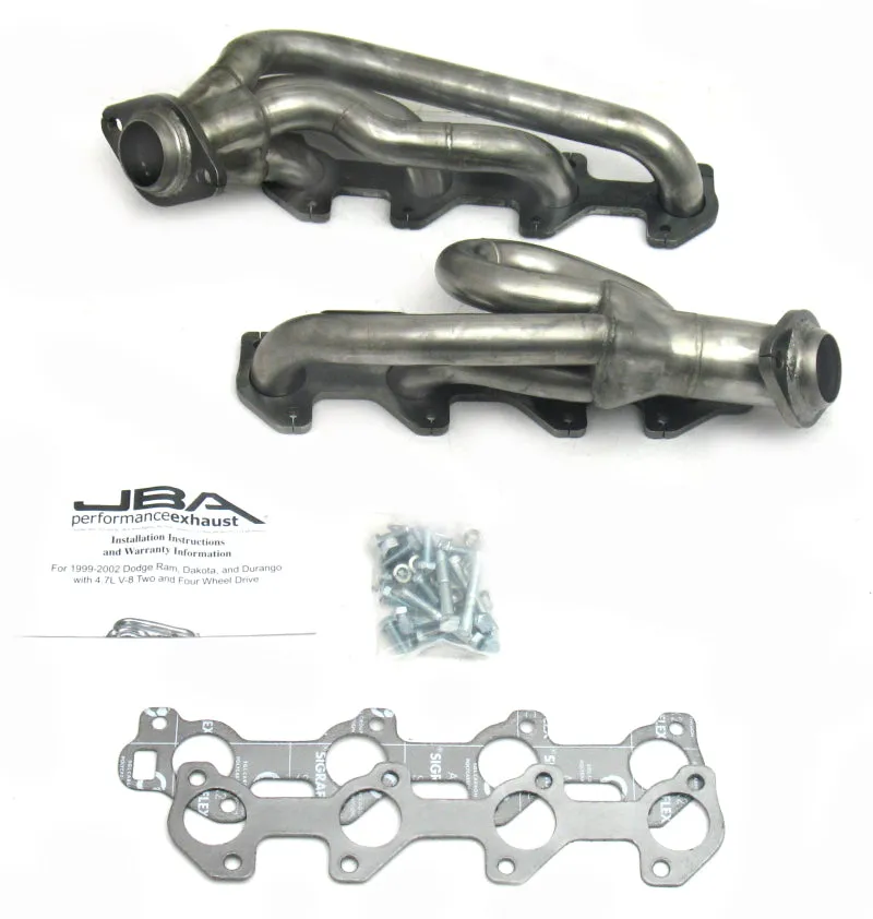 JBA Shorty Headers (Raw Finish): Dodge Ram 4.7L V8 1500 2002 - 2003