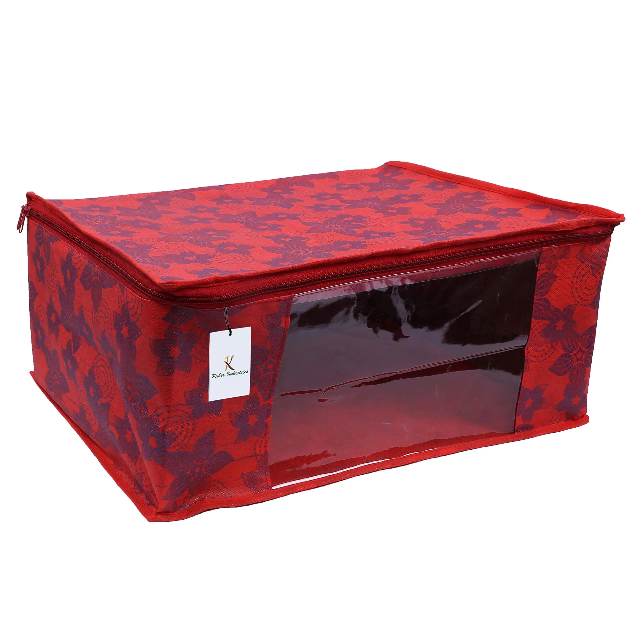 Kuber Industries Saree Covers With Zip|Saree Covers For Storage|Saree Packing Covers For Wedding|Pack of 9 (Red)