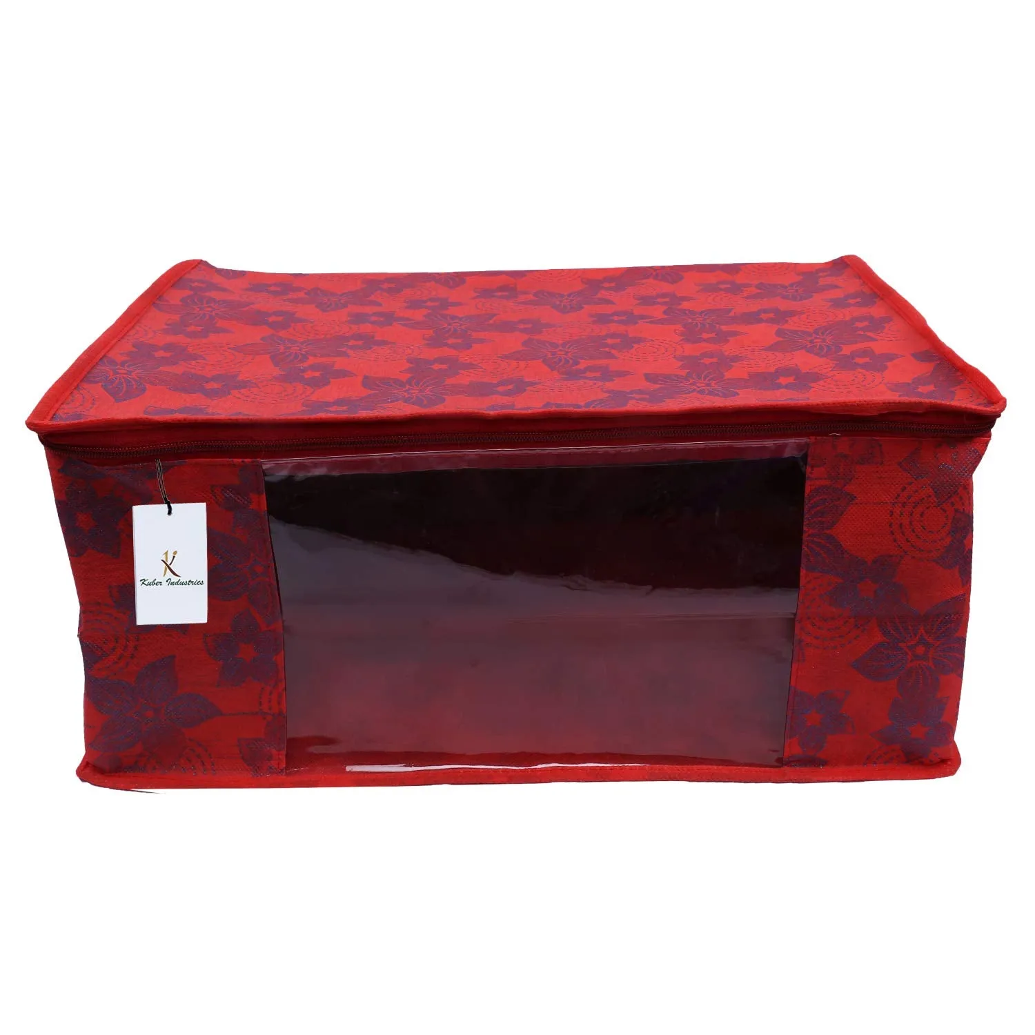 Kuber Industries Saree Covers With Zip|Saree Covers For Storage|Saree Packing Covers For Wedding|Pack of 9 (Red)