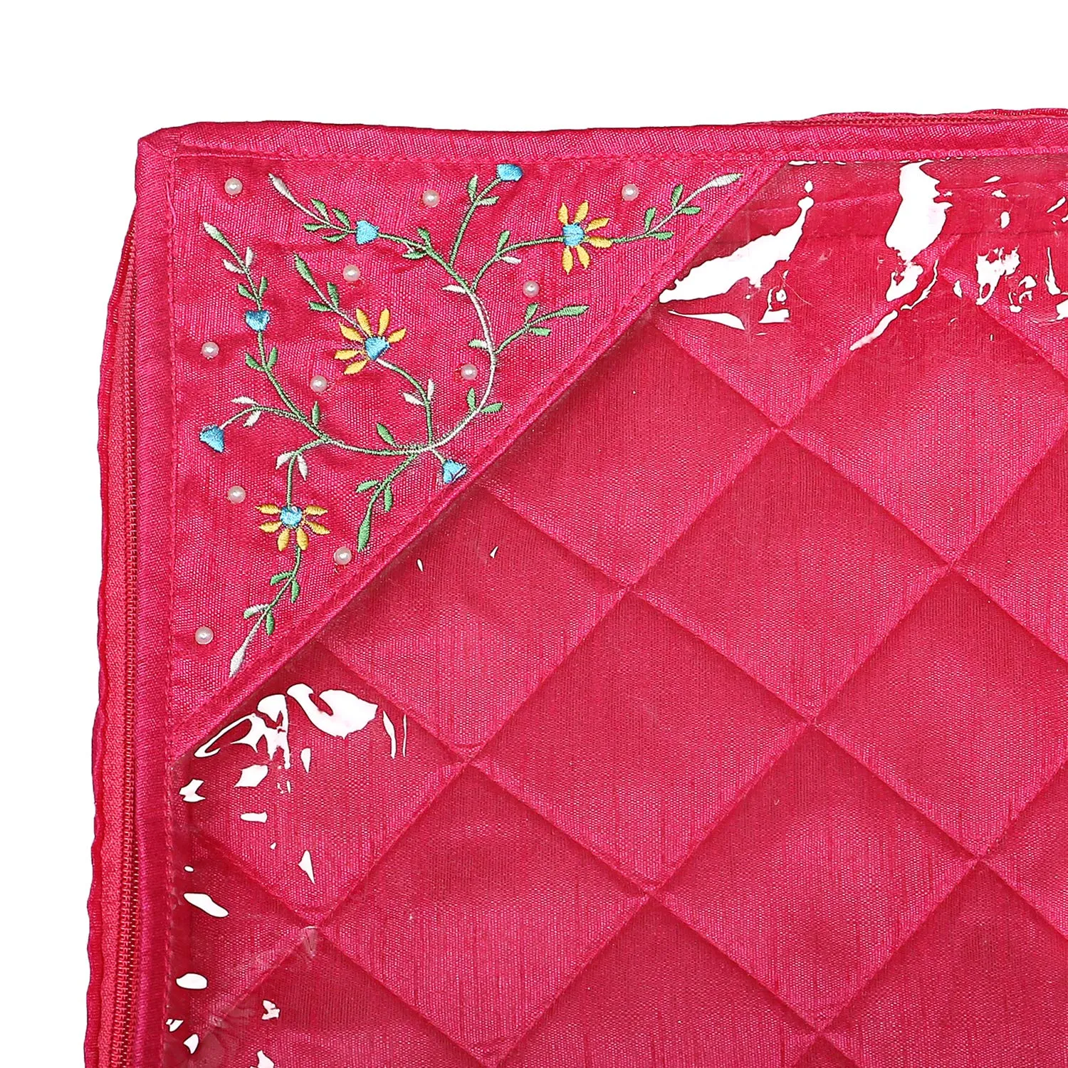 Kuber Industries Silk 3 Pieces Single Packing Saree Cover (Pink) -CTKTC024661