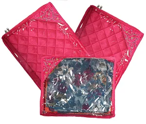 Kuber Industries Silk 3 Pieces Single Packing Saree Cover (Pink) -CTKTC024661