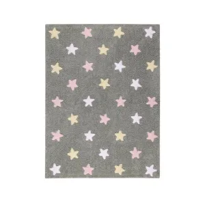 Lorena Canals Washable Rug Tricolor Stars - 120x 160cm - Grey/Pink
