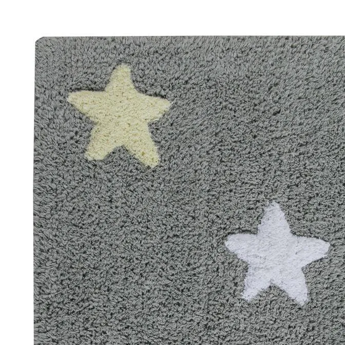 Lorena Canals Washable Rug Tricolor Stars - 120x 160cm - Grey/Pink