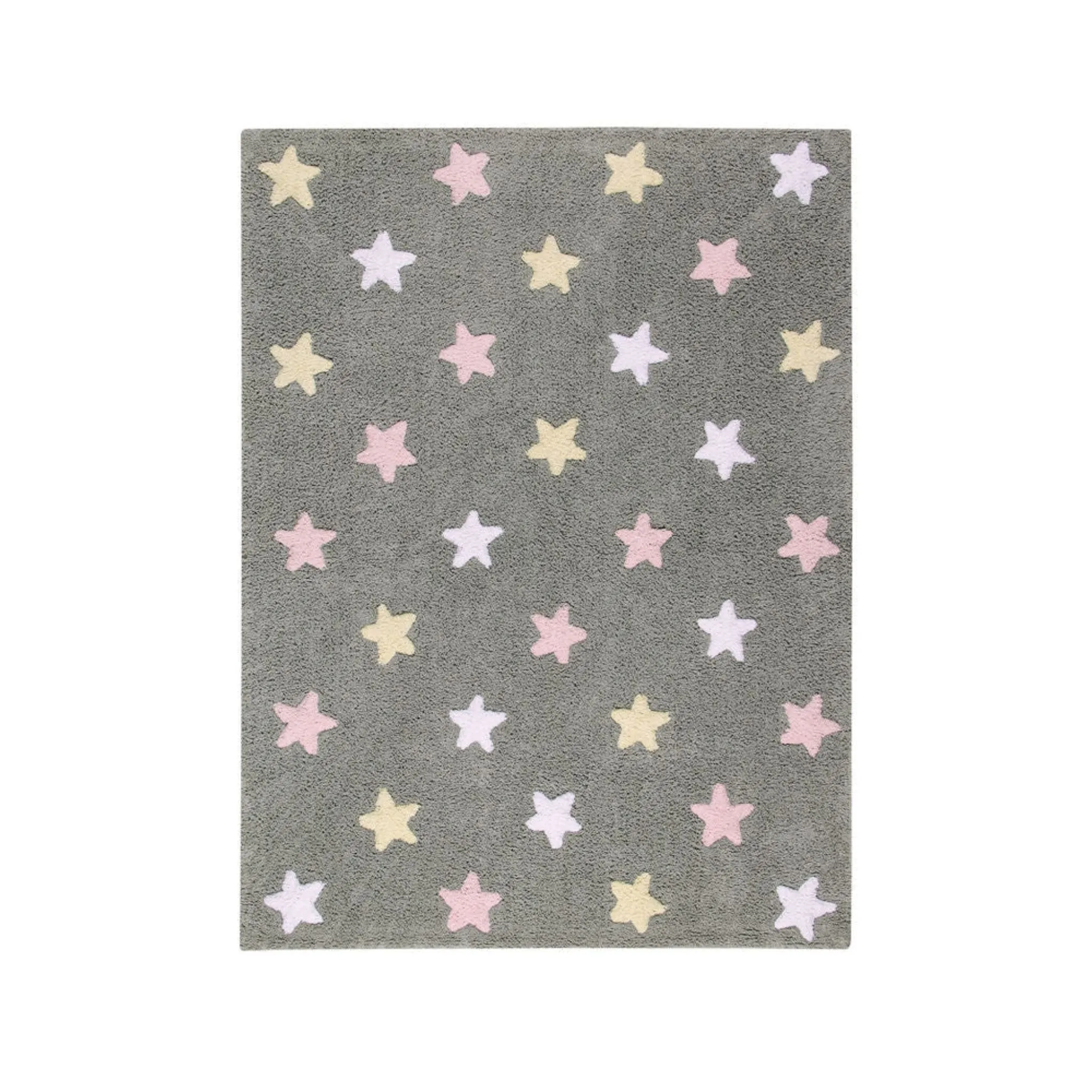 Lorena Canals Washable Rug Tricolor Stars - 120x 160cm - Grey/Pink