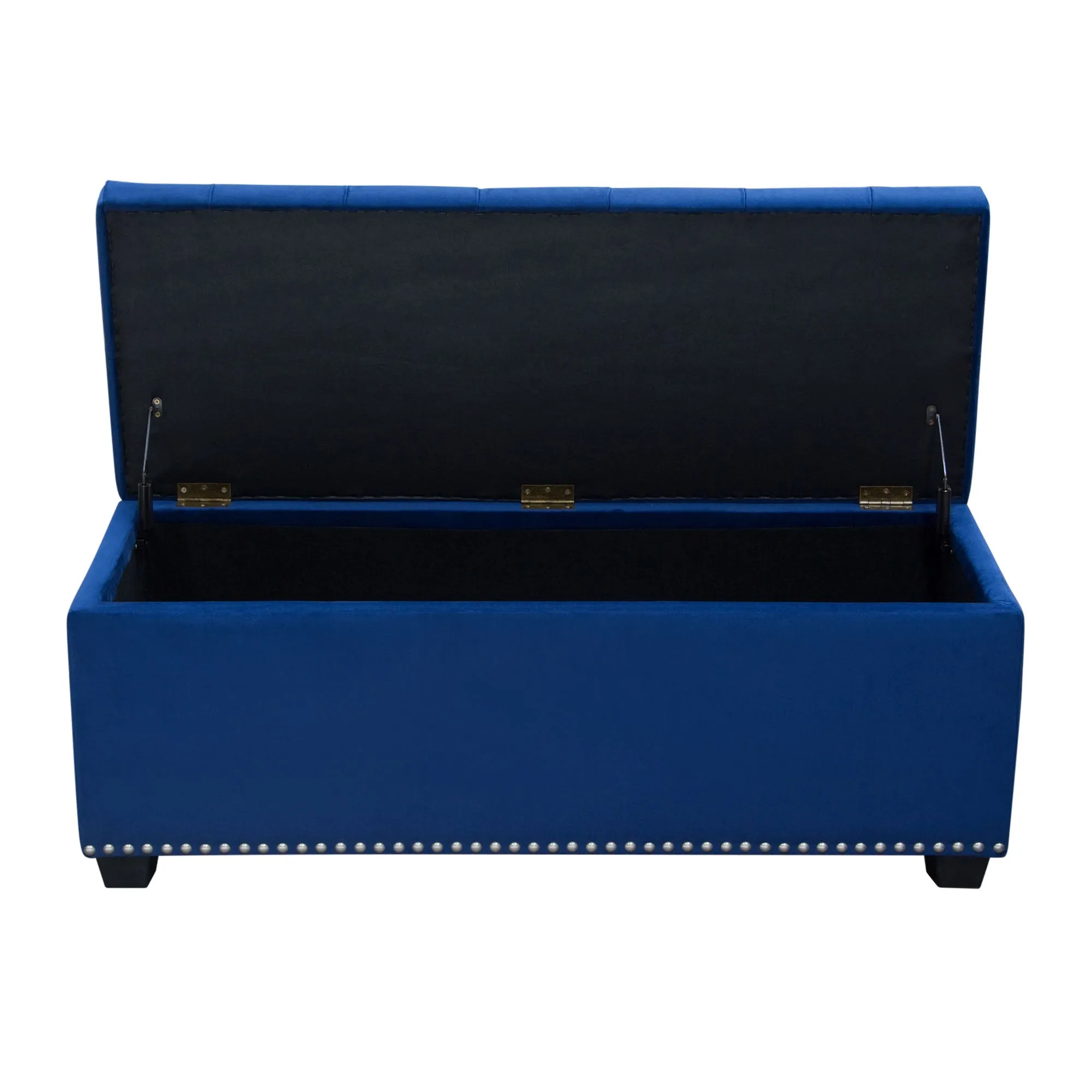 Majestic Tufted Velvet Lift-Top Storage Trunk w/ Nail Head Accent by Diamond Sofa - Royal Blue Velvet