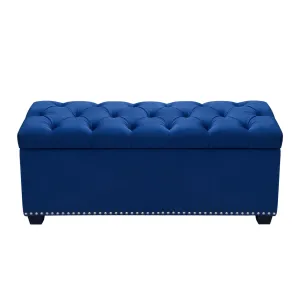 Majestic Tufted Velvet Lift-Top Storage Trunk w/ Nail Head Accent by Diamond Sofa - Royal Blue Velvet