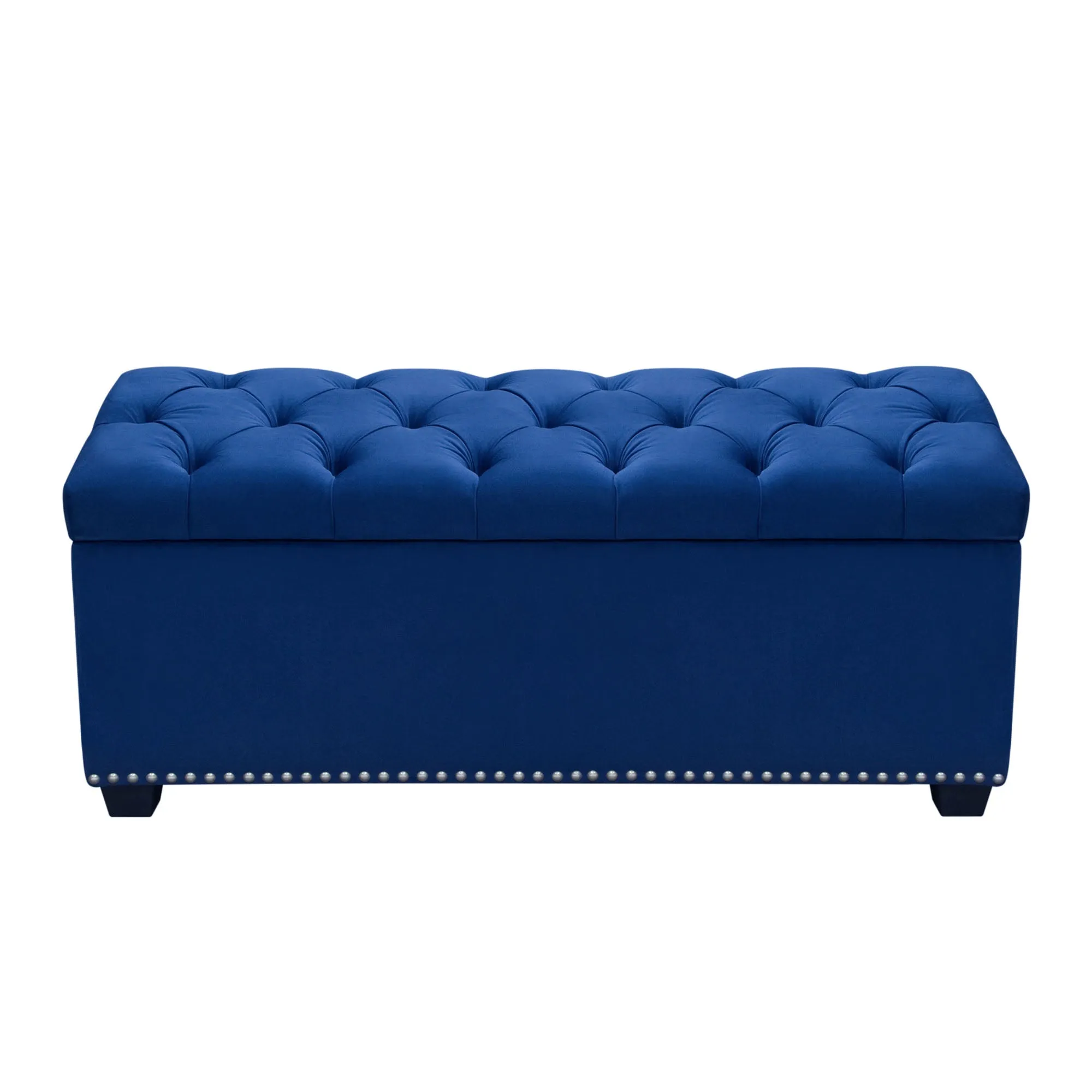 Majestic Tufted Velvet Lift-Top Storage Trunk w/ Nail Head Accent by Diamond Sofa - Royal Blue Velvet