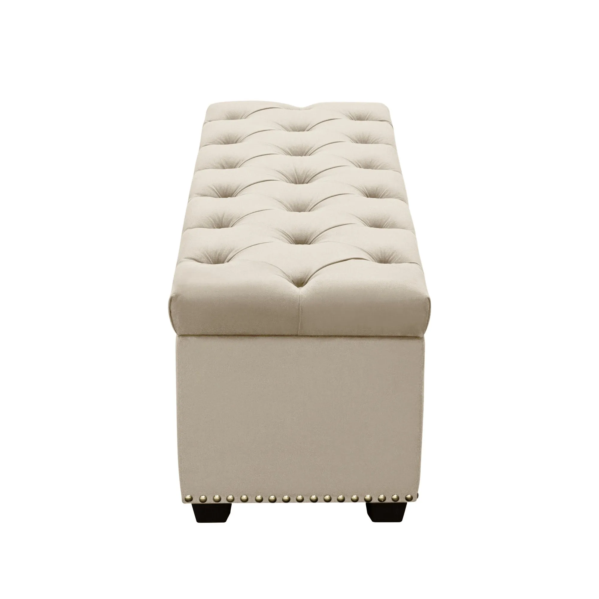 Majestic Tufted Velvet Lift-Top Storage Trunk w/ Nail Head Accent by Diamond Sofa - Tan Velvet