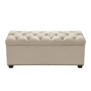 Majestic Tufted Velvet Lift-Top Storage Trunk w/ Nail Head Accent by Diamond Sofa - Tan Velvet