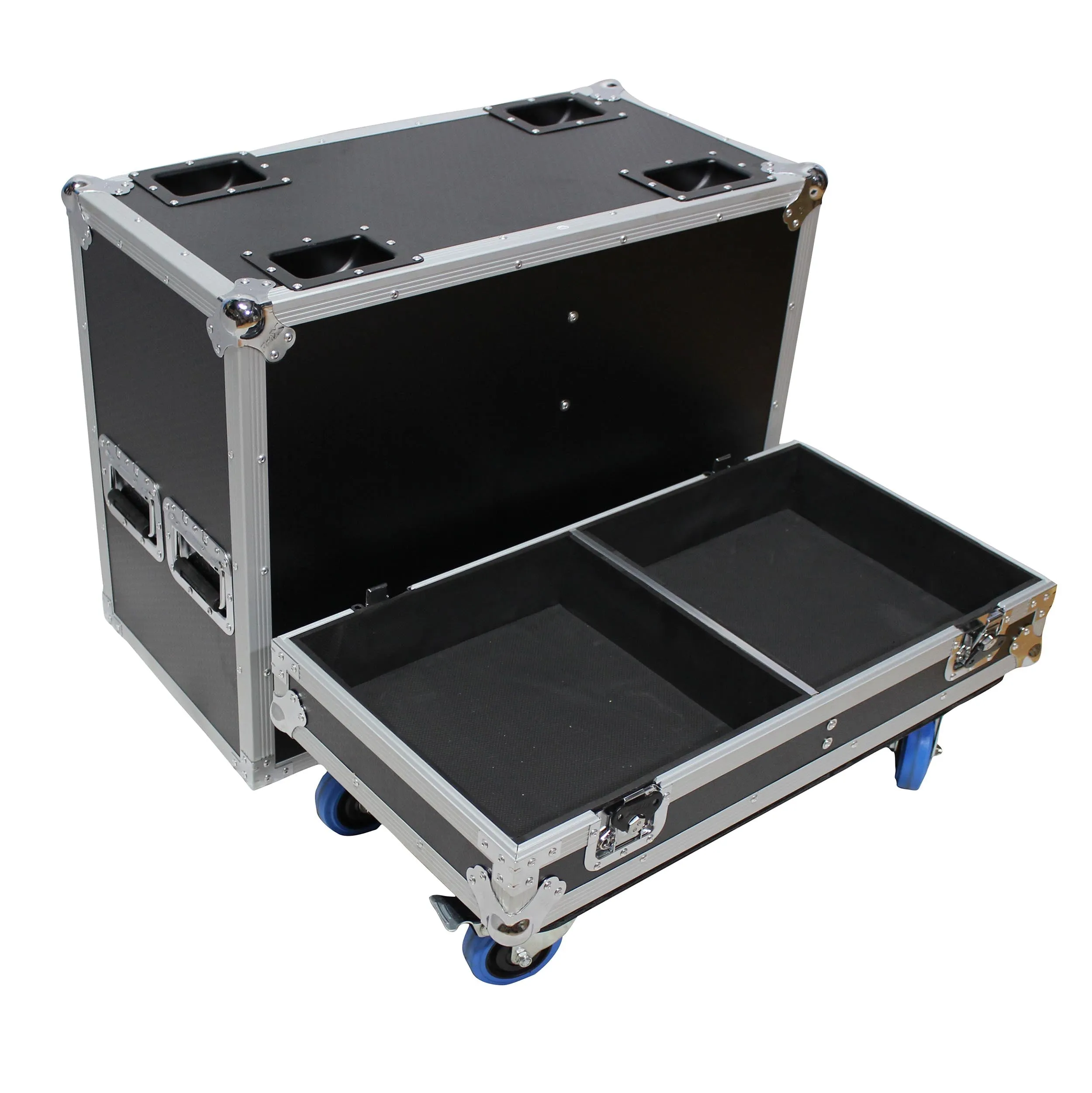 ProX X-RCF-NX15SMA Stage Monitor Flight Case for 2 RCF NX 15-SMA W-4 Inch Casters
