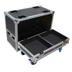 ProX X-RCF-NX15SMA Stage Monitor Flight Case for 2 RCF NX 15-SMA W-4 Inch Casters