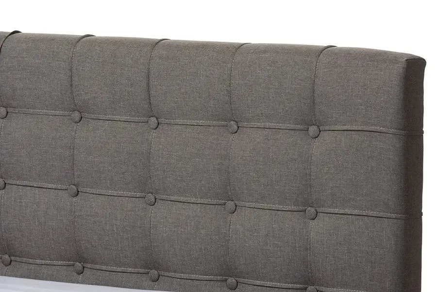 Rene Grey Fabric 4-drawer Storage Platform Bed w/Button Tufted Headboard (King)