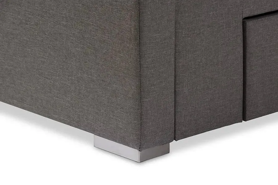 Rene Grey Fabric 4-drawer Storage Platform Bed w/Button Tufted Headboard (King)