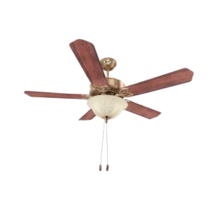 Subaris Solo Glass Shade & Wooden Finish Aluminium Blade Underlight Ceiling Fan